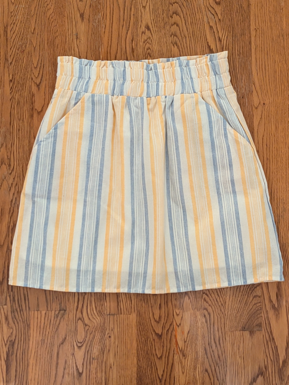 Gianni Bini GB Girls Blue and Yellow Striped Elastic Waist Skirt
